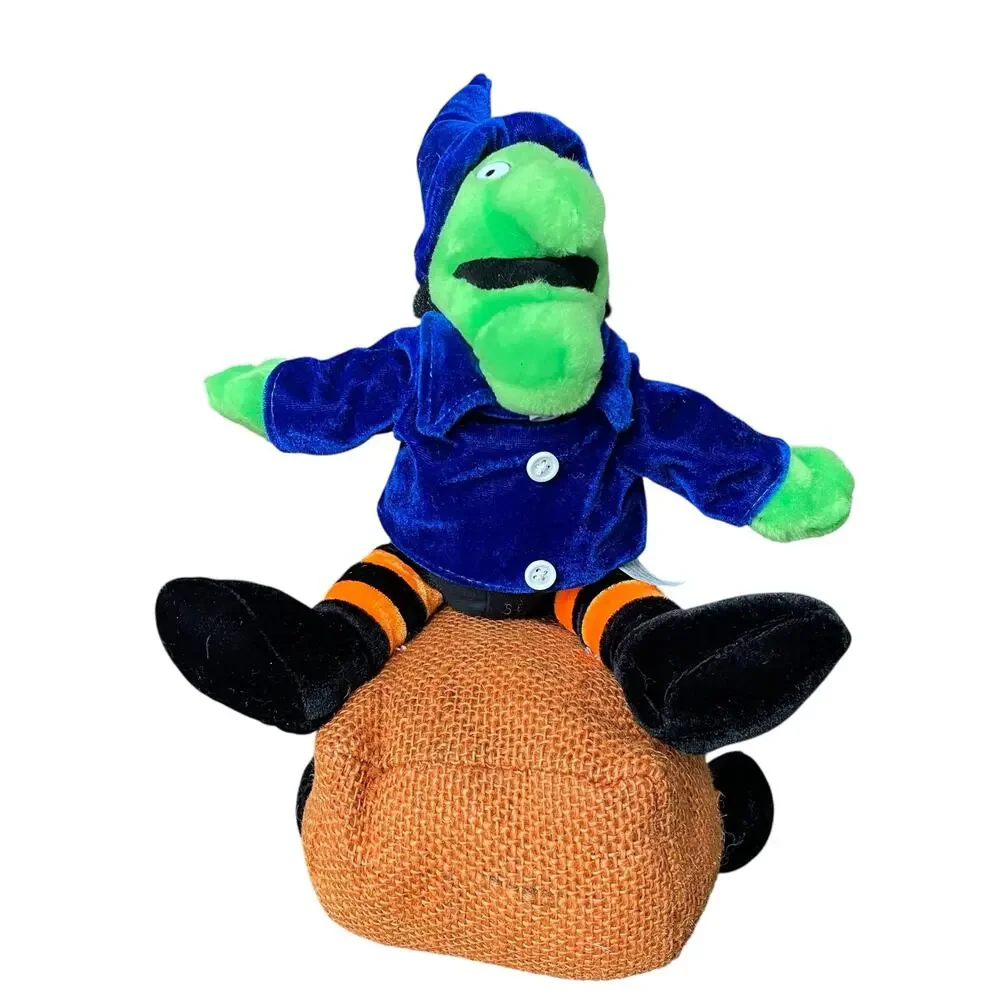 Vintage Witch Plush Doll Velvet Bright Neon Burlap 1990s y2k Halloween Toy RARE